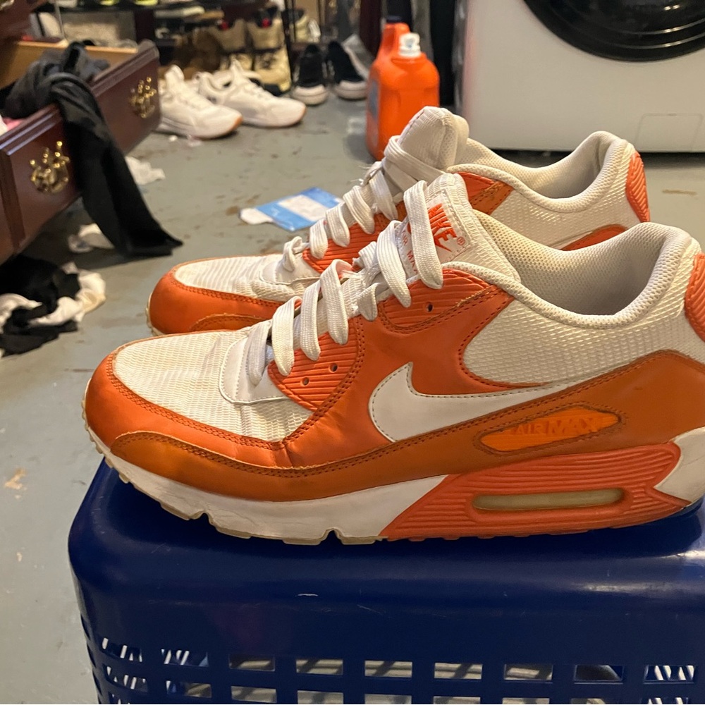 Nike Air Max 90 White and Orange Sneakers